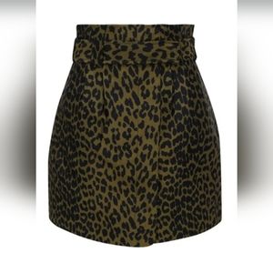 GANNI Olive Green Jacquard Leopard Animal Print Skirt NWT size 42 10 L Scandi
